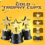 Star Trophy Awards - Pack Of 12 Bulk - 4.5 Inch, Gold Award Trophies For Kids Party Favors, Props, Rewards, Winning Prizes, Comp