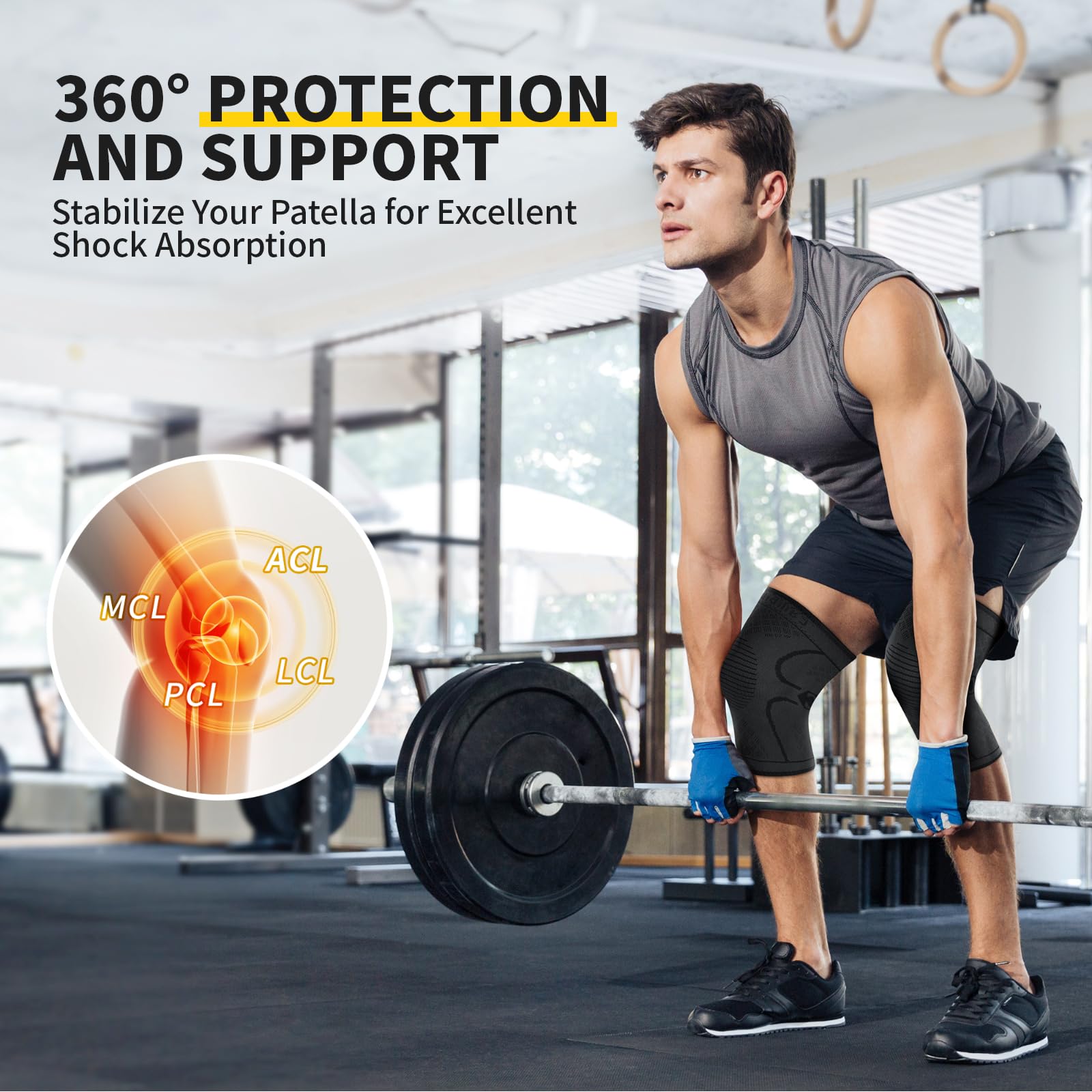 Cambivo 2 Pack Knee Braces For Knee Pain, Knee Compression Sleeve For Men And Women, Knee Support For Meniscus Tear, Running, We