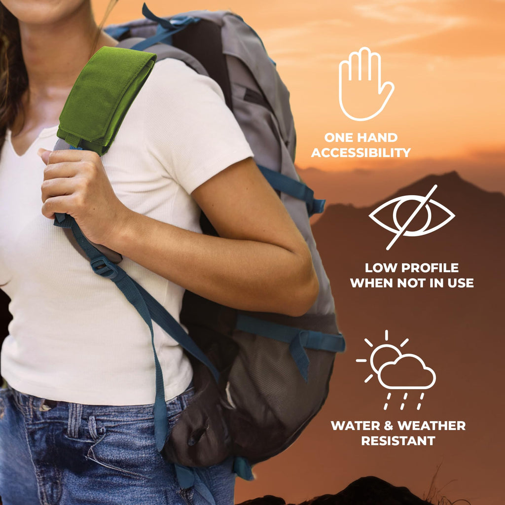 Clakit Smartphone Strap Pack - Backpack Shoulder Strap Pocket (Olive) - Backpack Attachment For Hikers, Travelers, Students, And