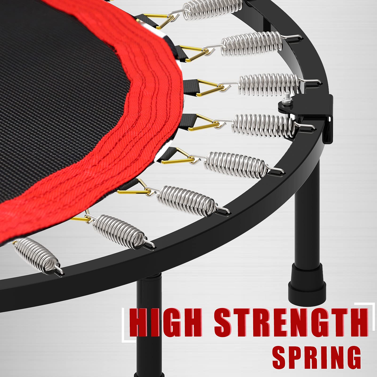 Kanchimi 40'' Folding Mini Fitness Indoor Exercise Workout Rebounder Trampoline With Handle, Max Load 330Lbs(Black)