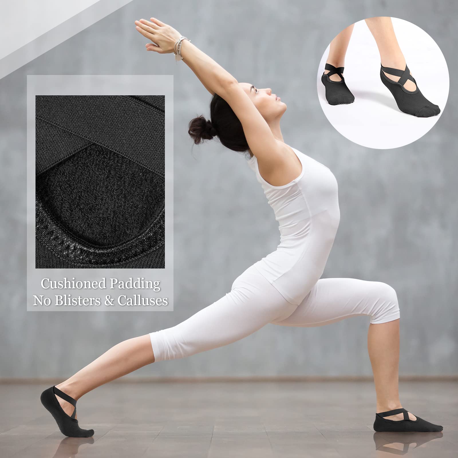 Geyoga 6 Pairs Yoga Socks For Women Nonslip Barre Socks With Straps Ballet Socks For Yoga Sports Ballet Dance