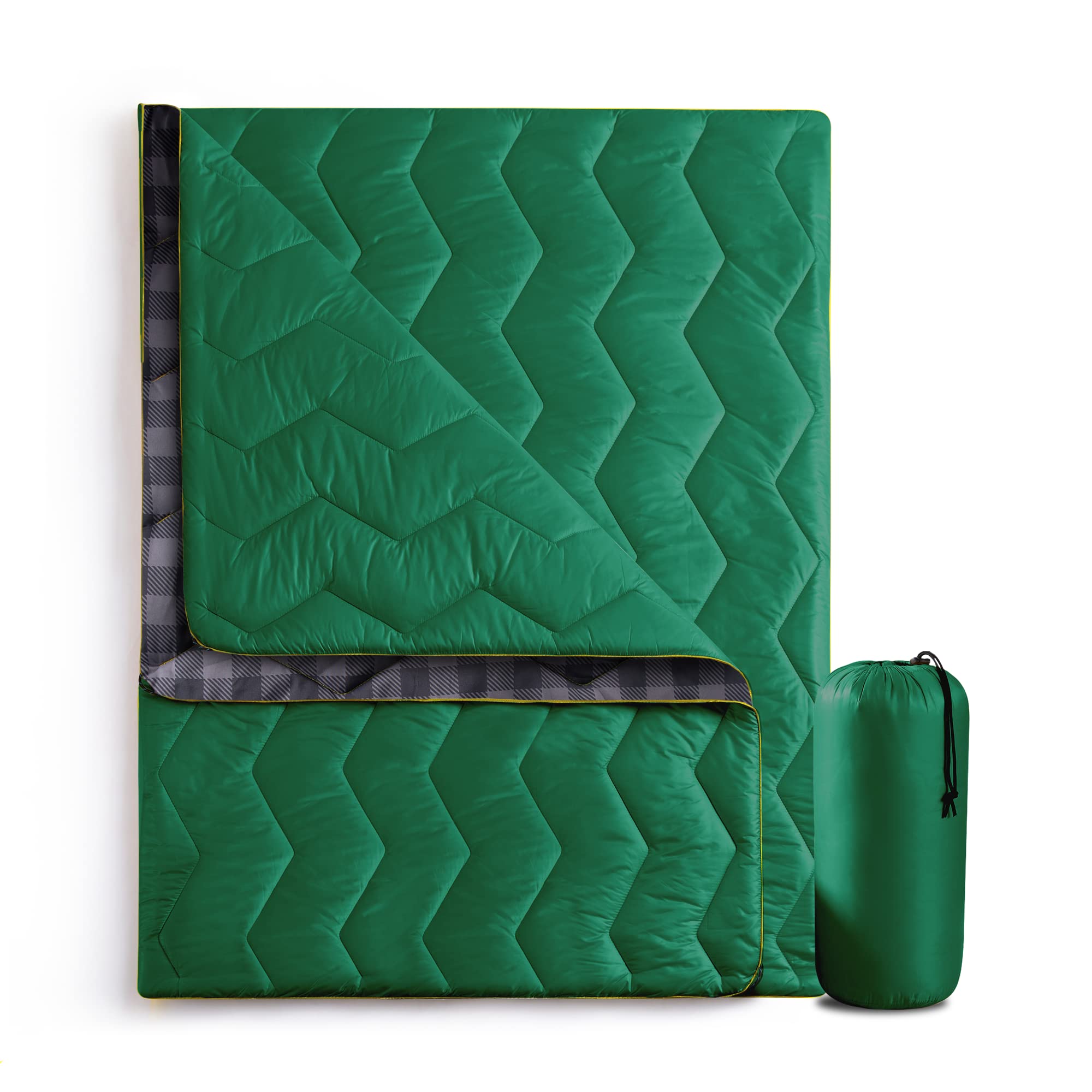 Unikome Lightweight & Waterproof Outdoor Camping Travel Blanket, Puffy Down Alternative With Corner Loops, 7552, Green