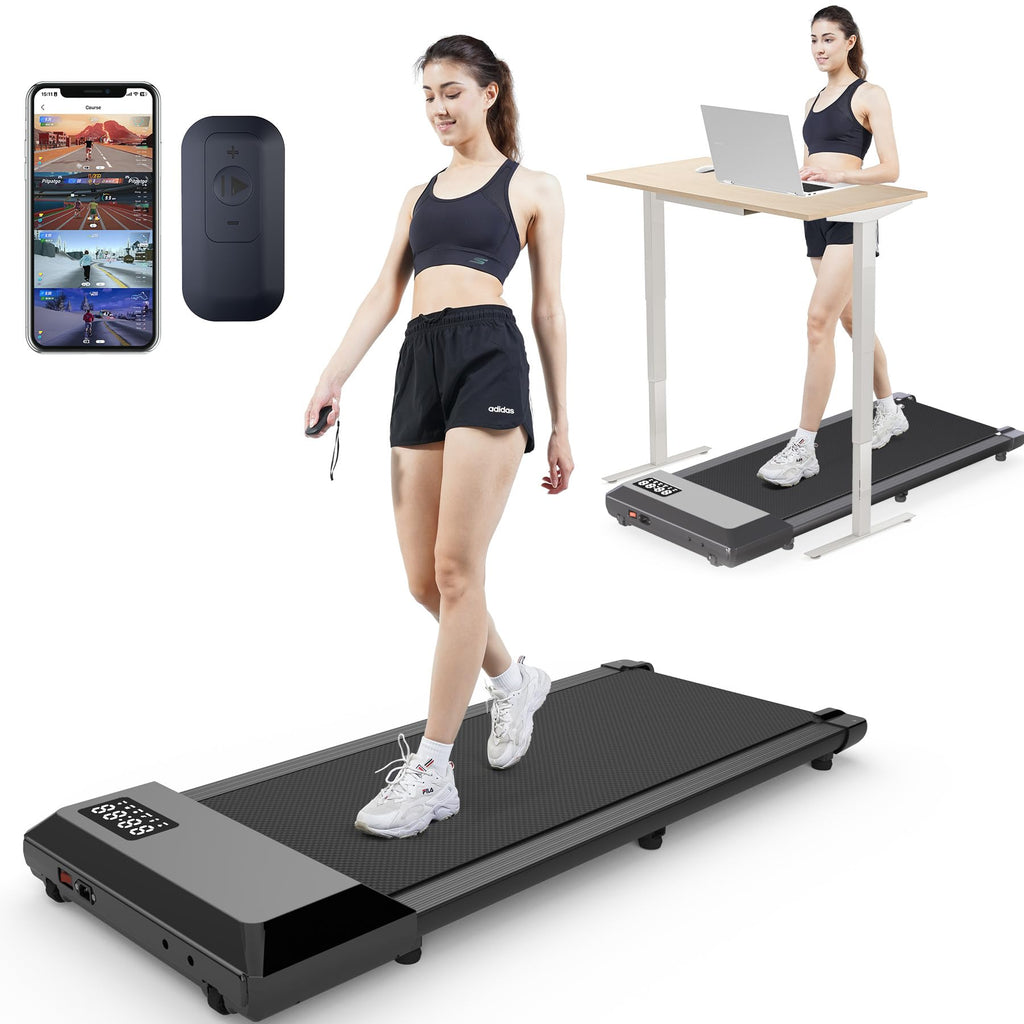 Deerrun Walking Pad, 2024 Upgrade Smart Under Desk Treadmill, Led Display & App/Remote Control, Treadmills For Home, Low Noise K