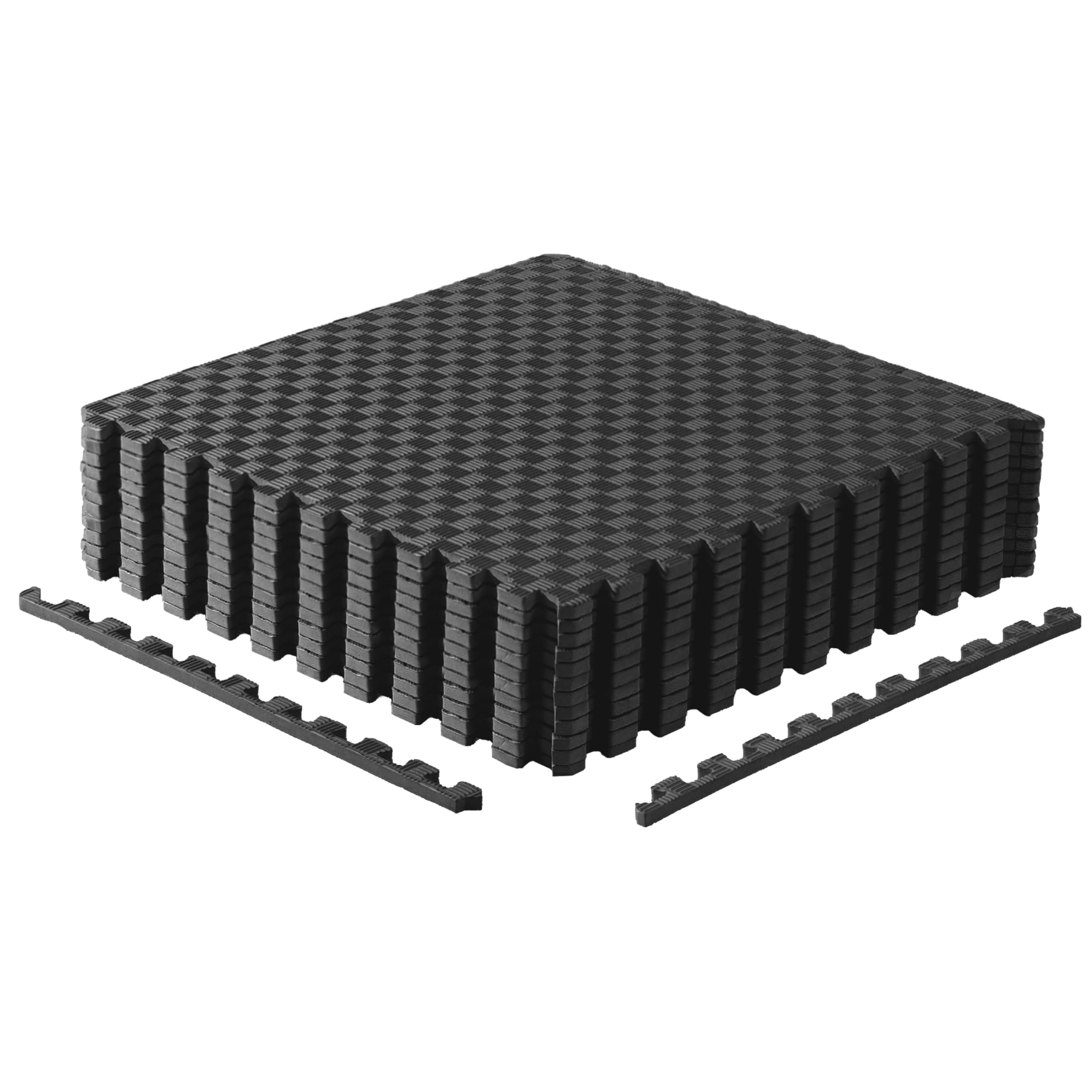 Cap Barbell 1/2 Interlocking Eva Foam Exercise Puzzle Mats - 2 Pack | 24'' X 24'' X 1/2'' | Tatami Pattern - Black
