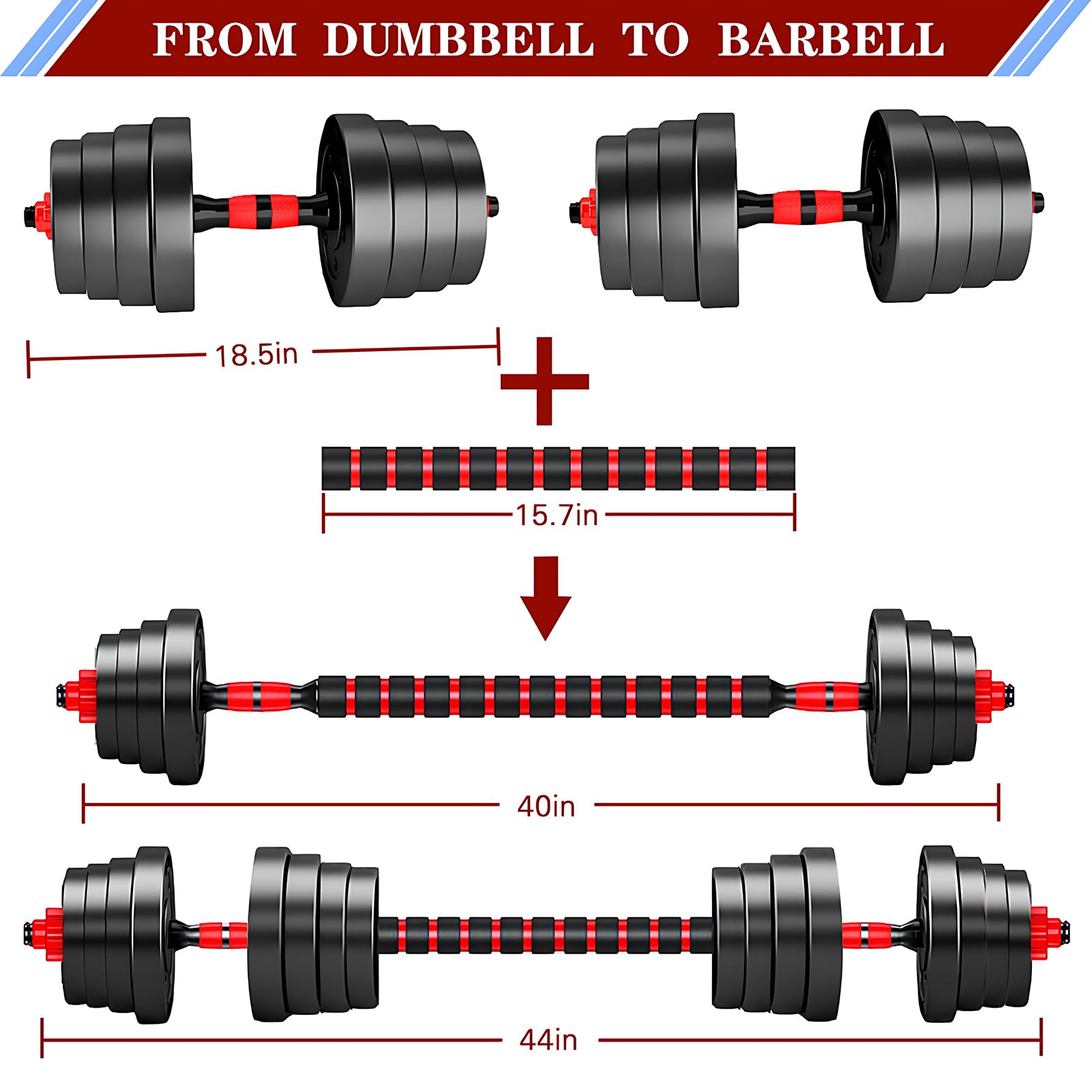 Bcbig Adjustable-Dumbbells-Sets,Free Weights-60Lb(30Lb*2) Dumbbells Set Of 2 Convertible To Barbell A Pair Of Lightweight For Ho