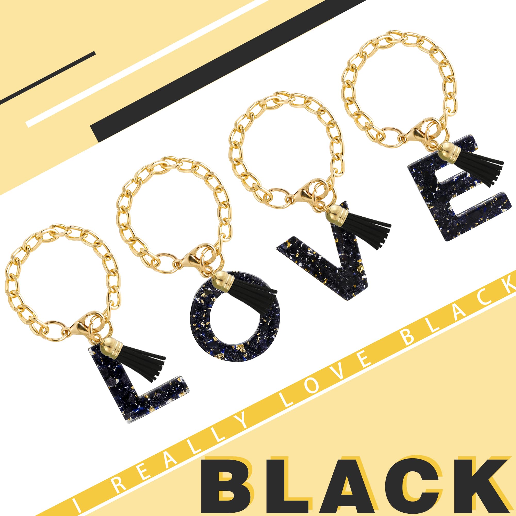 Letter Charm Accessories for Stanley Cup 1 PCS Cute Initial Keychain Handle Charm for Stanley Tumbler for Women Black Letter H