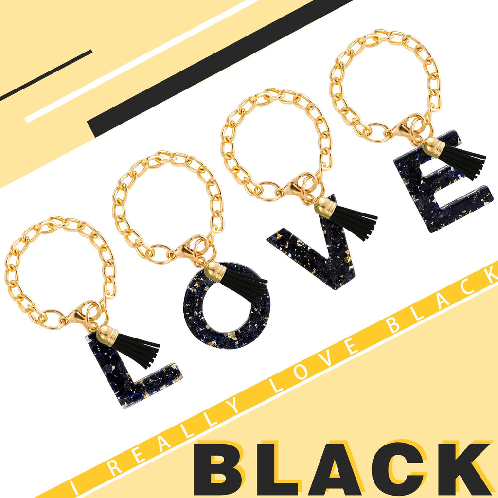 Letter Charm Accessories for Stanley Cup 1 PCS Cute Initial Keychain Handle Charm for Stanley Tumbler for Women Black Letter J