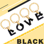 Letter Charm Accessories for Stanley Cup 1 PCS Cute Initial Keychain Handle Charm for Stanley Tumbler for Women Black Letter N