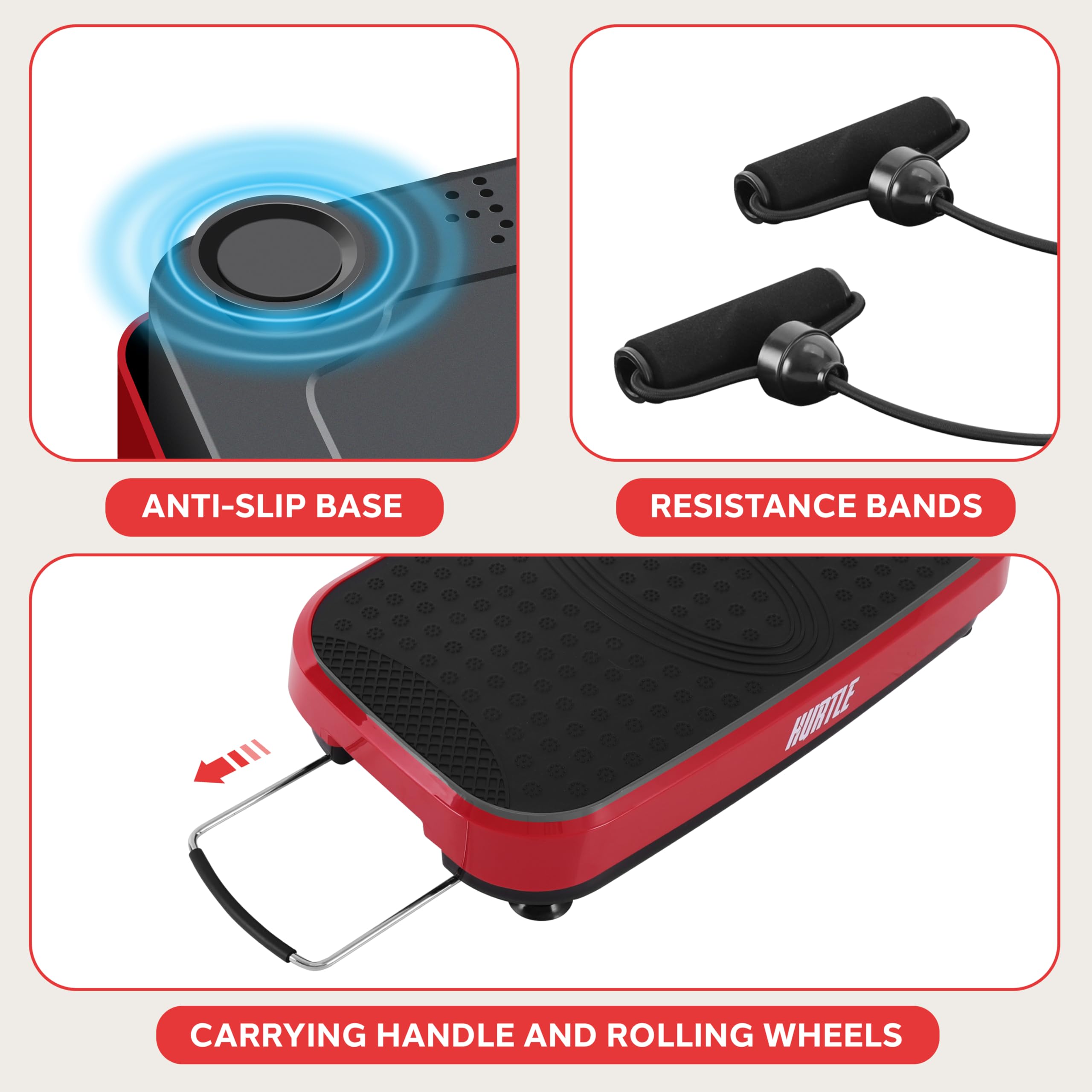 Hurtle Fitness Vibration Platform Machine - Home Gym Whole Body Shaker Exercise Machine Workout Trainer Fast Weight Loss with Re