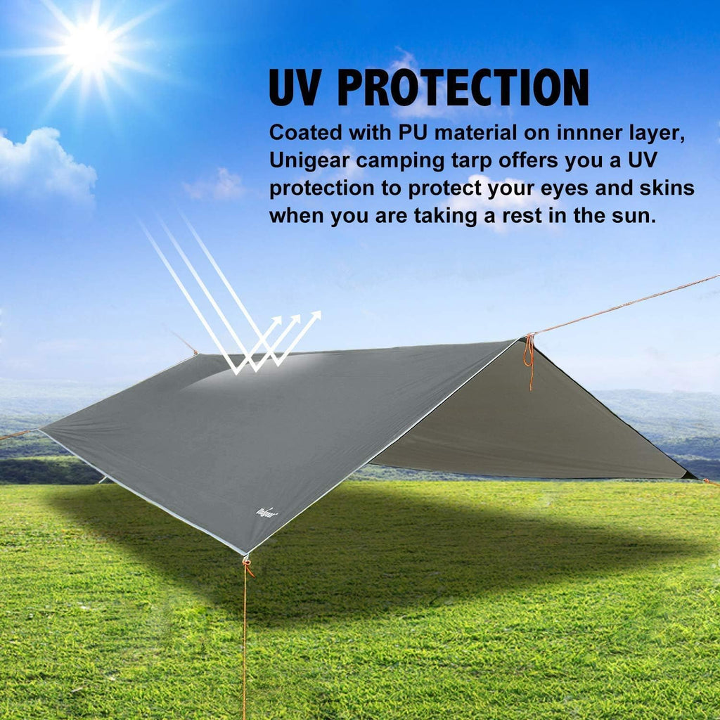 Unigear Tarp Rain Fly Tarp Waterproof Tent Cover Hiking Shelter Foldable Lightweight Waterproof For Camping And Protection Again