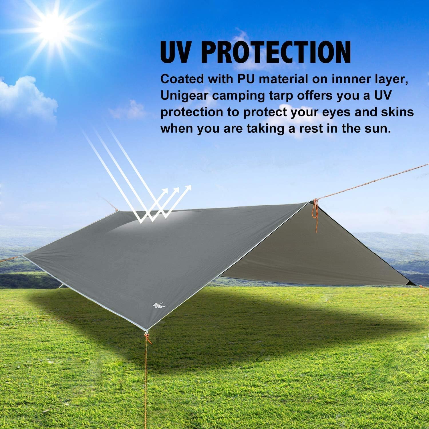 Unigear Tarp Rain Fly Tarp Waterproof Tent Cover Hiking Shelter Foldable Lightweight Waterproof For Camping And Protection Again