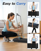 Walking Pad Treadmill With Handle Bar, Under Desk Treadmills For Home Small Office, 5.0 Mph Walking Pads With 10% Incline, Porta