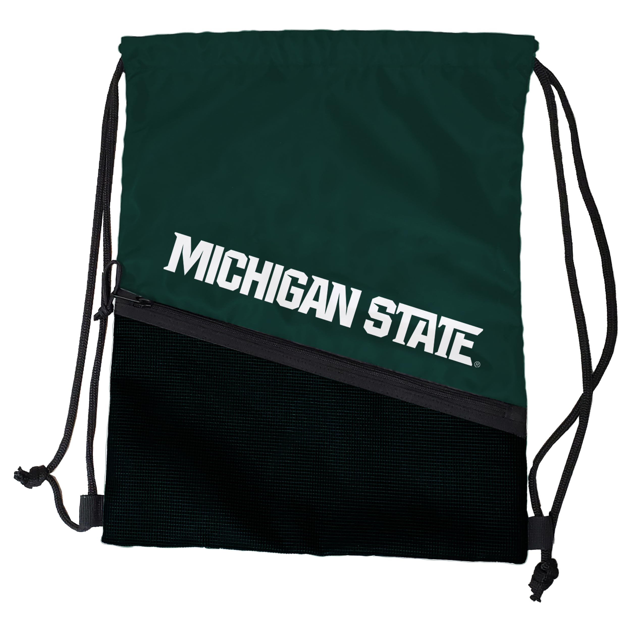 Logo Brands NCAA Michigan State Spartans Tilt Backsack - Water Resistant Drawstring Bag with Dual Strap Closure, Zipper Mesh Poc