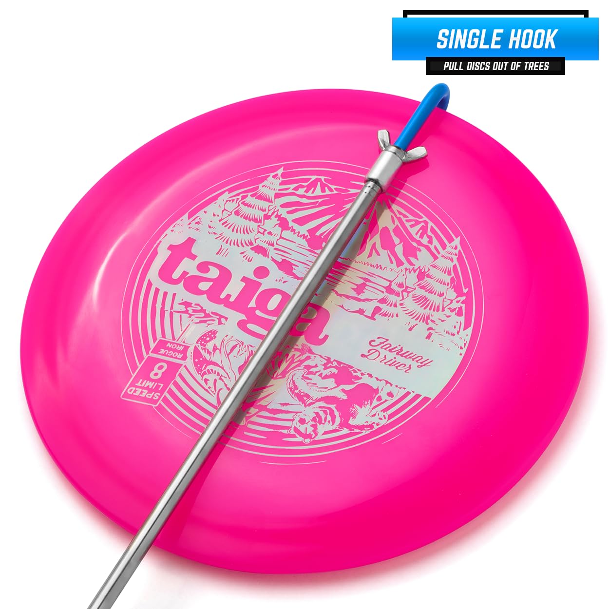 Rogue Iron Sports Disc Golf Retriever Pole Telescoping Disc Golf Accessories Grabber 16 Inches To 16Ft