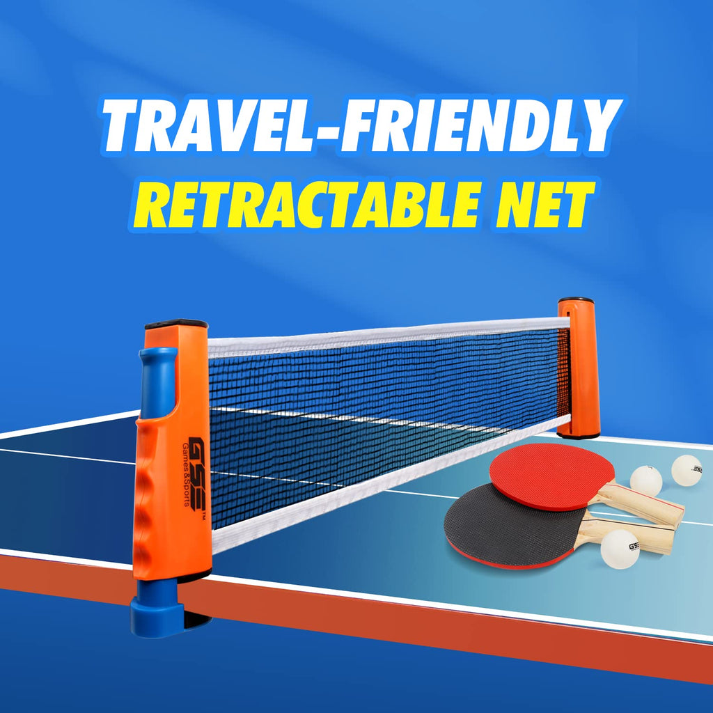 Adjustable Retractable Ping Pong Net  Post Portable Table Tennis Net  Clamps Replacement Ping Pong Net For Any Tables (Orange)