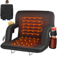 Double Heated Stadium Seats For Bleachers With Back Support And 25'' Wide Cushion, Extra Portable Bleacher Seat Foldable Stadium