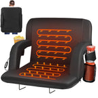 Double Heated Stadium Seats For Bleachers With Back Support And 25'' Wide Cushion, Extra Portable Bleacher Seat Foldable Stadium