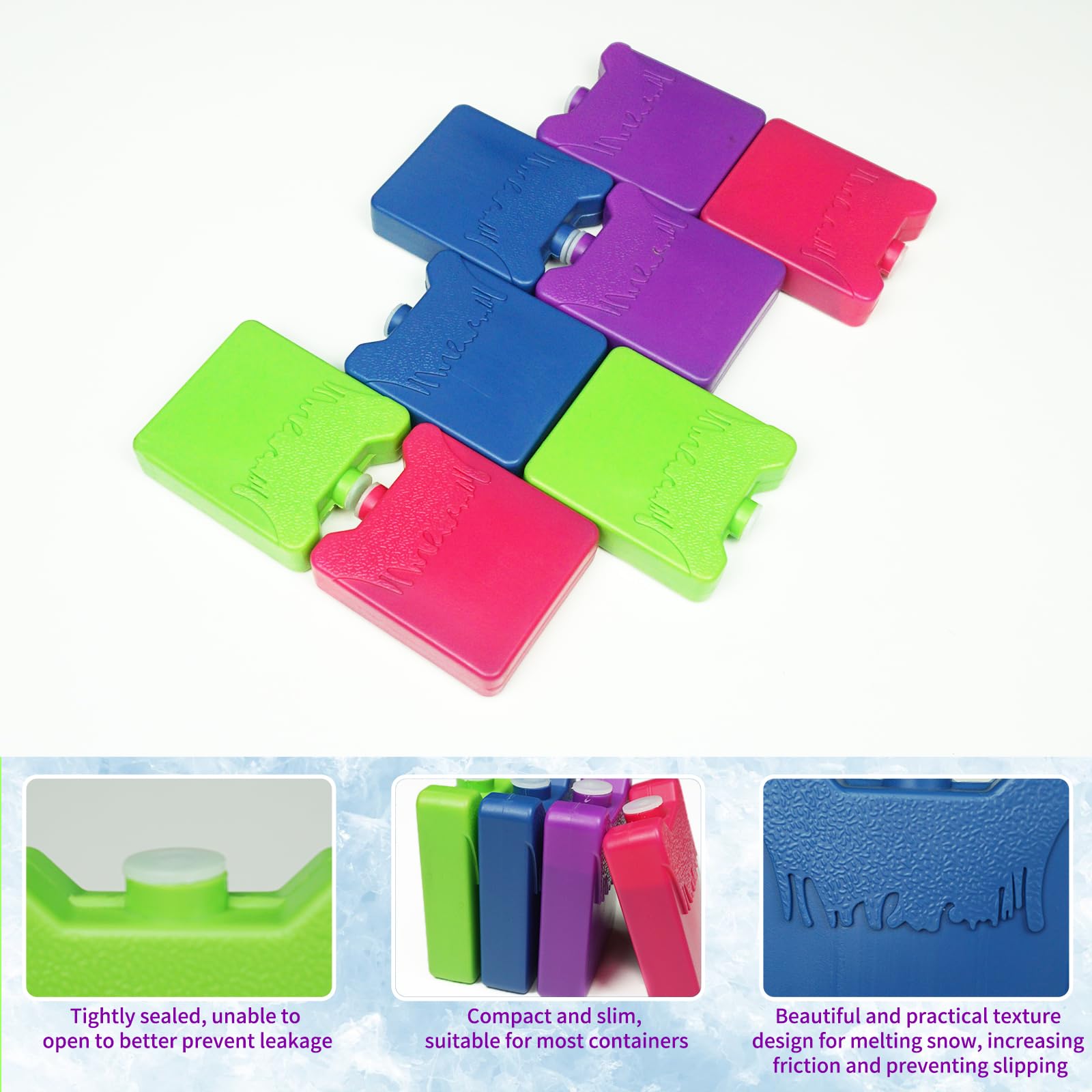 World-Bio Ice Packs For Lunch Box Kids, Reusable Small Ice Packs For Kids Insulated Lunch Bag, Bento Box, Freezer Blocks For Coo