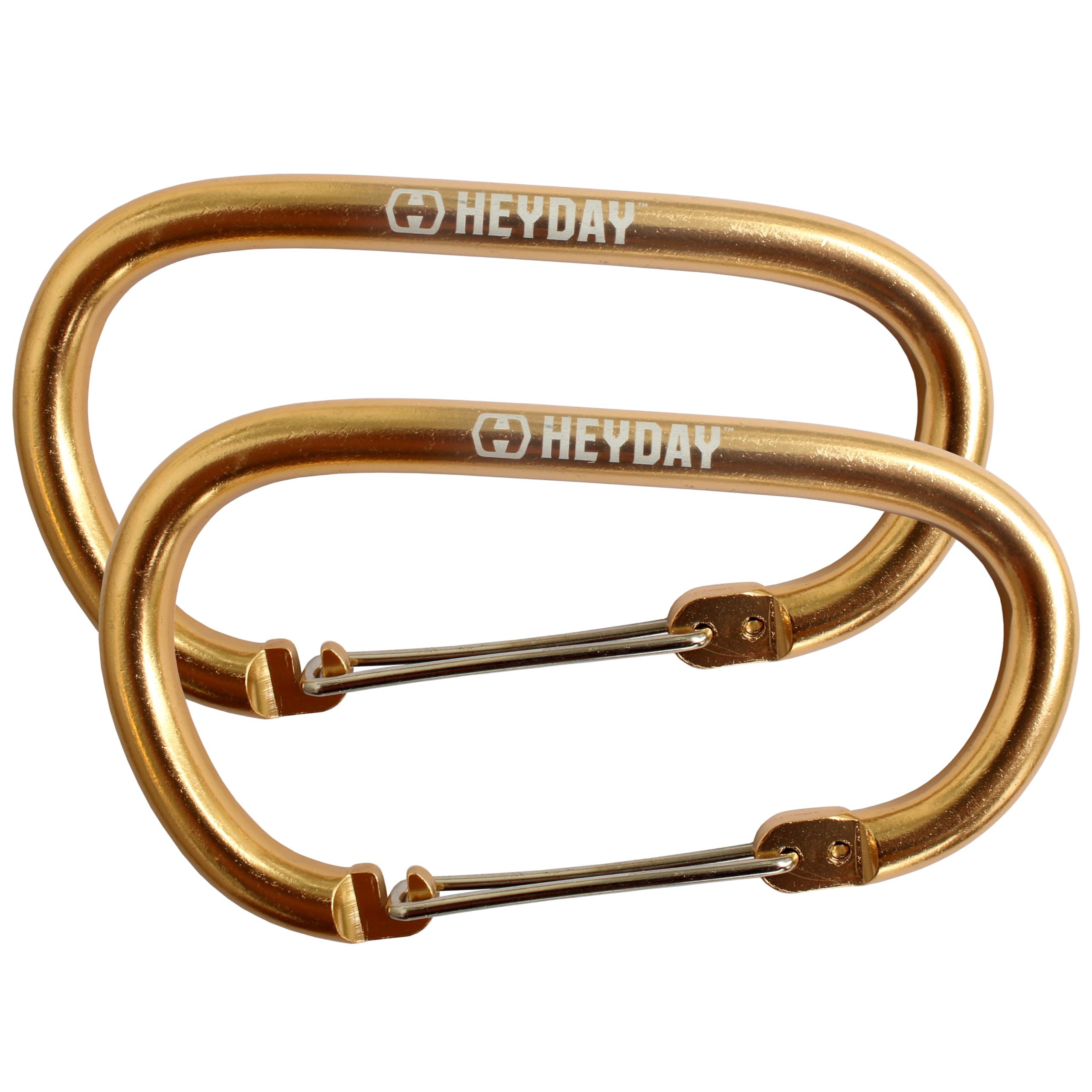 Big Gold Aluminum Carabiner Clip - Oversized 5.5 D-Ring with Stainless Steel Spring, Rustproof & Easy-to-Use Hook for Gear, Camp