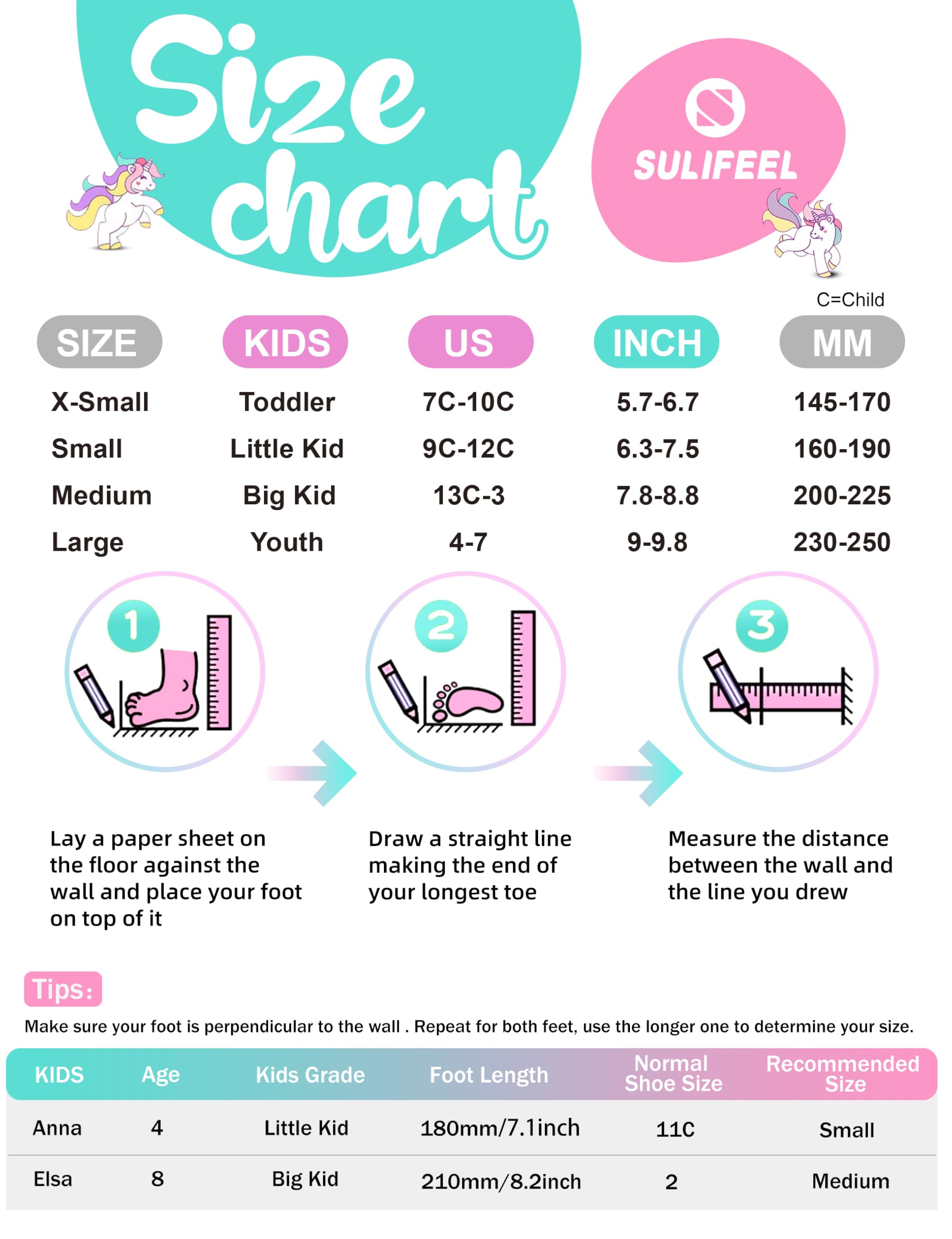 Sulifeel Rainbow Unicorn 4 Size Adjustable Light Up Roller Skates For Girls And Boys For Toddler Green X-Small