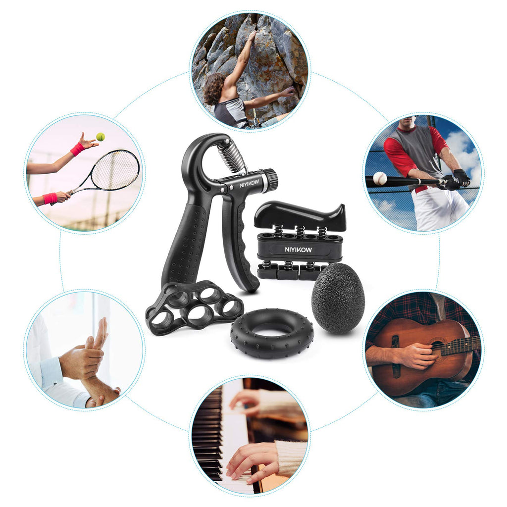 Niyikow Grip Strength Trainer Kit (5 Pack), Counting Grip Strength, Adjustable Hand Grip Strengthener, Finger Trainer, Finger St