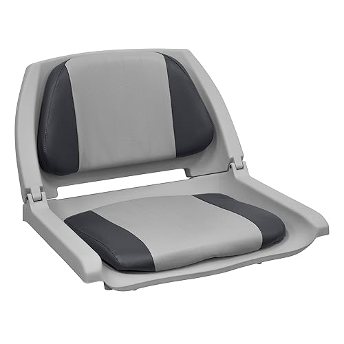 Wise 8Wd139Ls-012 Molded Fishing Boat Seat With Marine Grade Cushion Pads, Grey Shell, Grey/Charcoal Cushion