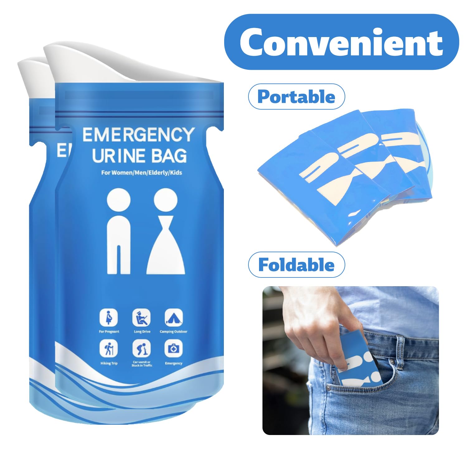 Prelady Disposable Urine Bag, 12 Pcs Emergency Portable Urinal Bags For Men/Women, Unisex Pee And Vomit Bags For Travel, Camping