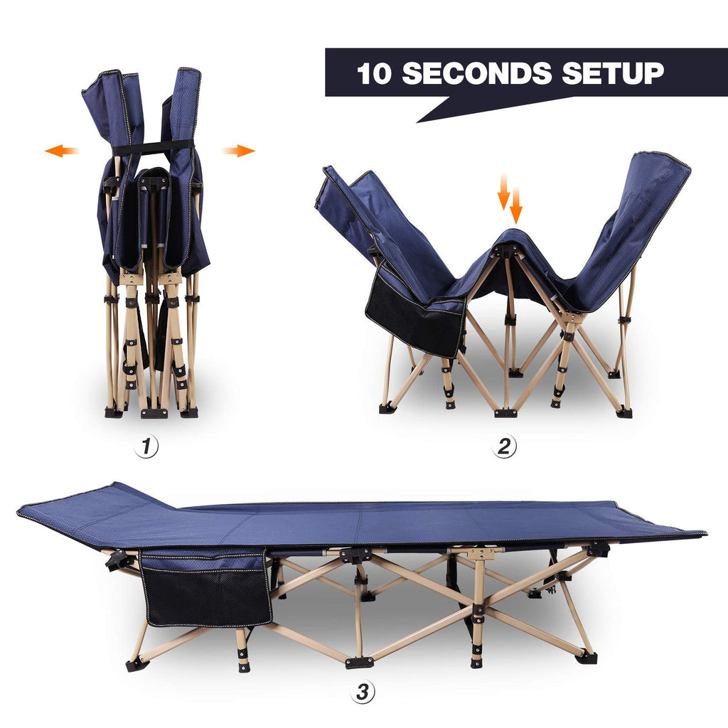 Redcamp Folding Camping Cots For Adults Heavy Duty, 28 Extra Wide Sturdy Portable Sleeping Cot For Camp Office Use, Blue