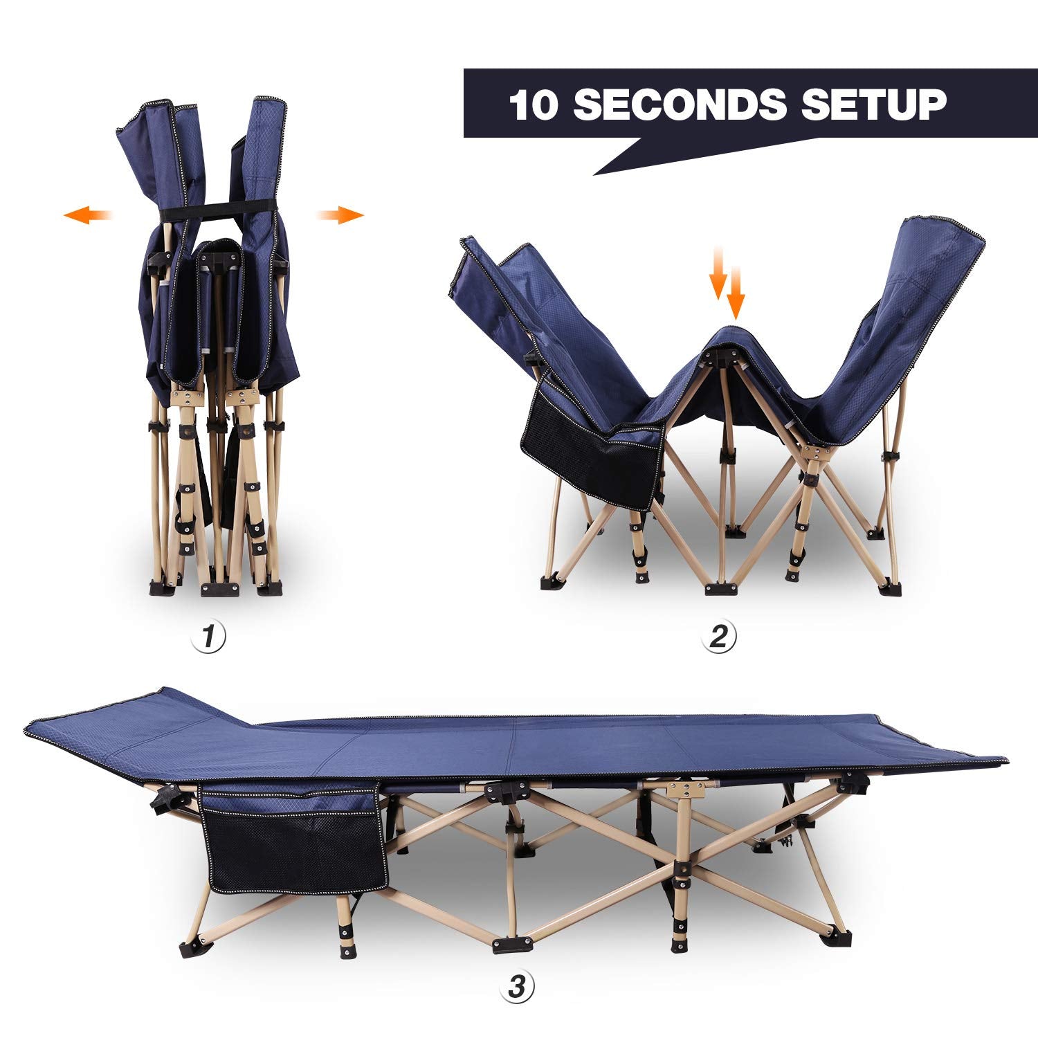 Redcamp Folding Camping Cots For Adults Heavy Duty, 28 Extra Wide Sturdy Portable Sleeping Cot For Camp Office Use, Blue