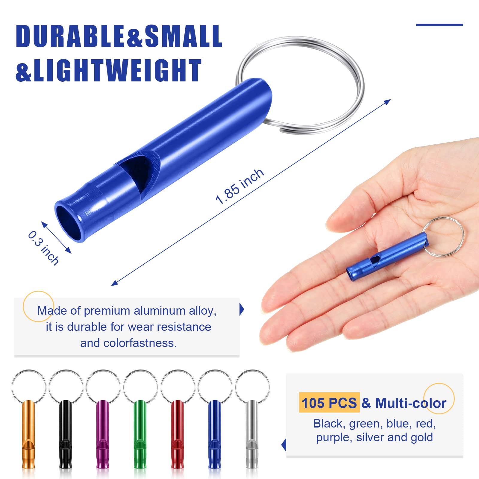 Konohan 105 Aluminum Emergency Whistle With Keychain Safety Survival Whistle Sturdy Light Whistle Keychain Whistle Loud Sound Ca