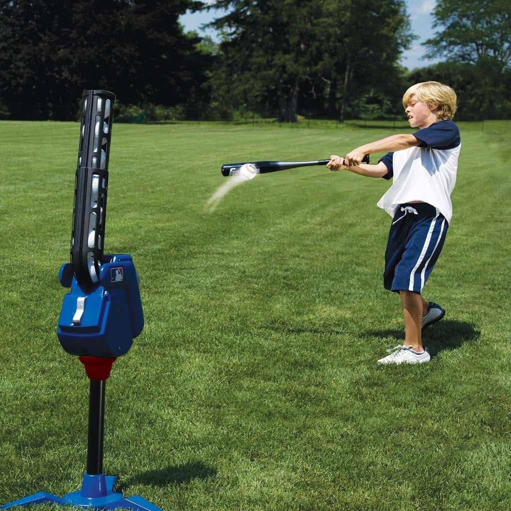 Franklin Sports Baseball Pitching Machine - Adjustable Baseball Hitting & Fielding Practice Machine For Kids - With 6 Baseballs