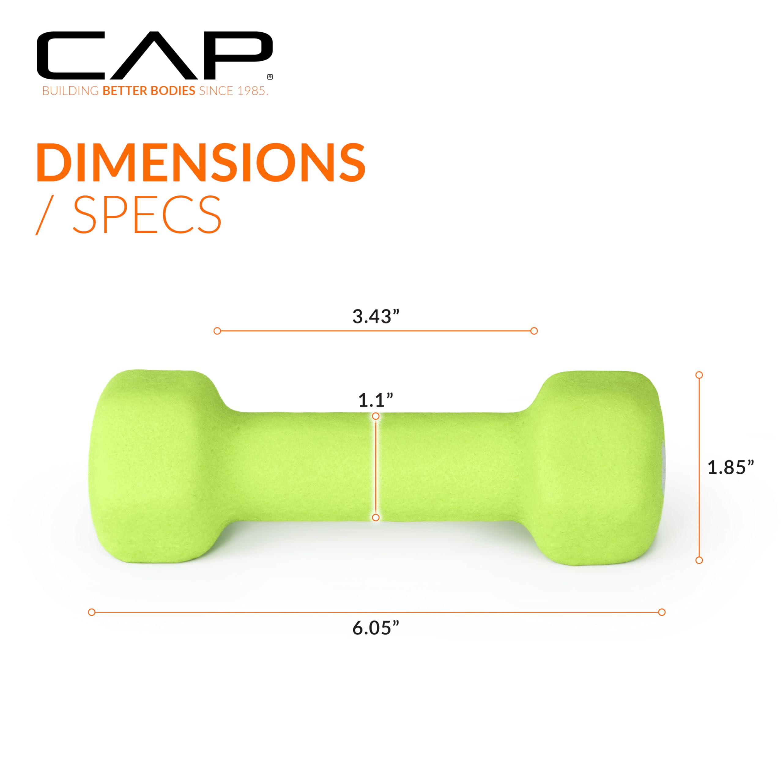 Cap Barbell Neoprene Dumbbell Weights, 2 Lb Pair, Chartreuse