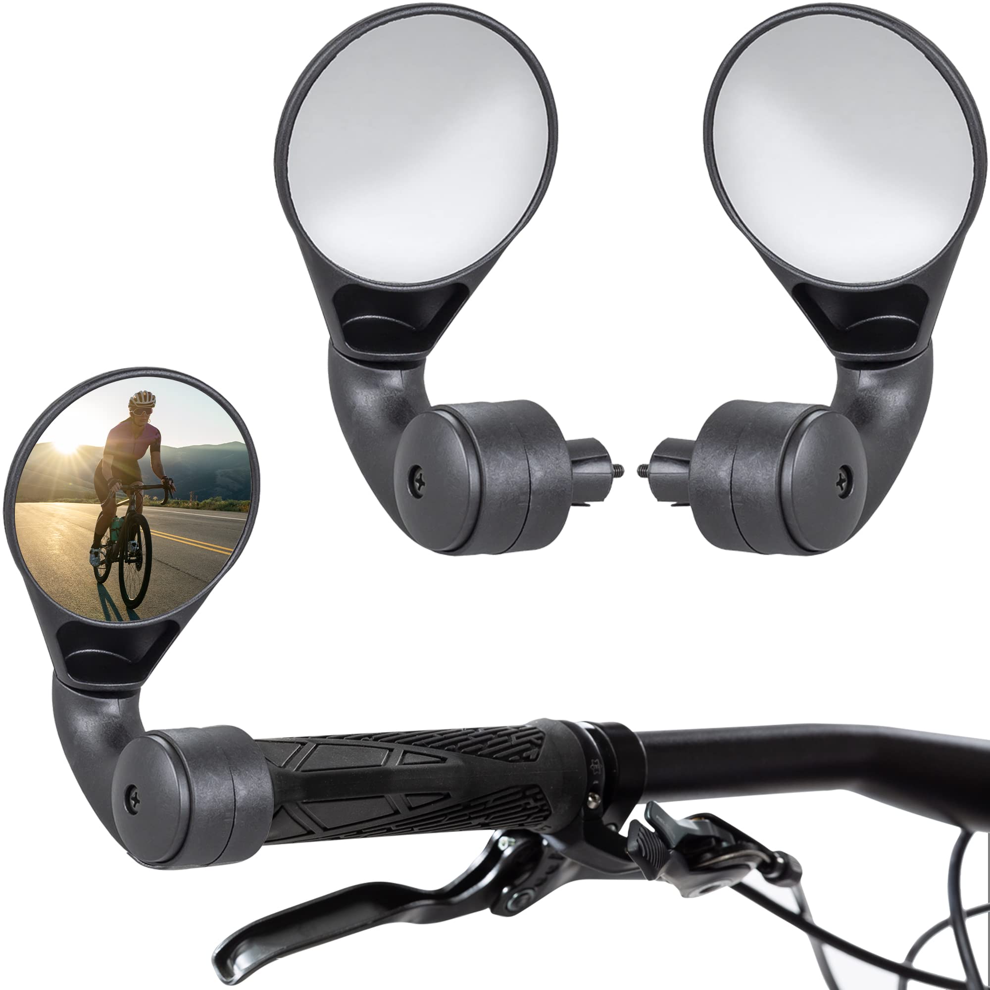 Sprintech Compact Bike Mirror for Handlebars - E-Bike Rear View Mirror, Bicycle Mirror for Electric Bike - Bar End Handlebar Mir