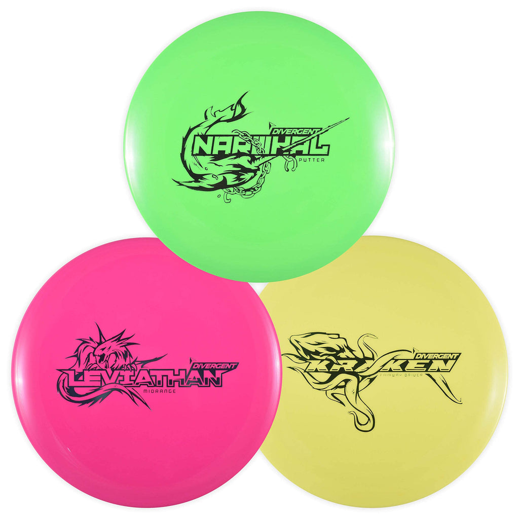Divergent Discs 3-Disc Beginner Disc Golf Starter Set | Putter, Midrange, And Driver Disc | Max Grip Set For Beginners