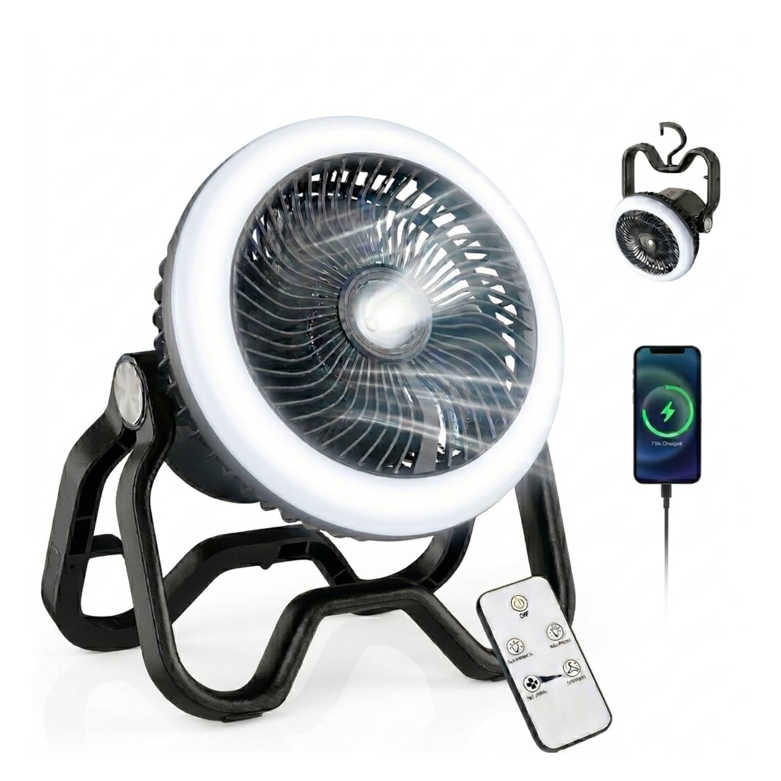 Xynover Camping Fans for Tents Outdoor Fan with Light Fan for Bedroom Portable Rechargeable Camping Lantern-40Hrs,20000mAh Batte