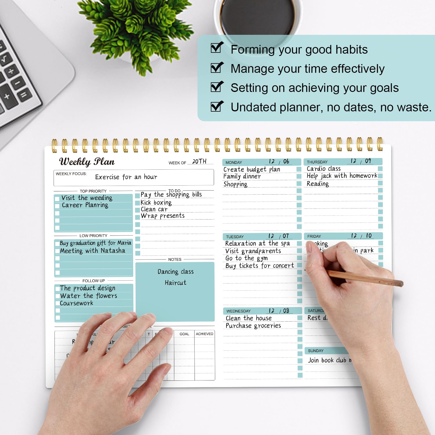 Weekly Planner Notepad Undated Weekly Goals Schedule Planner To Do List Notebook Planning Pad Calendars Organizers Habit Tracker
