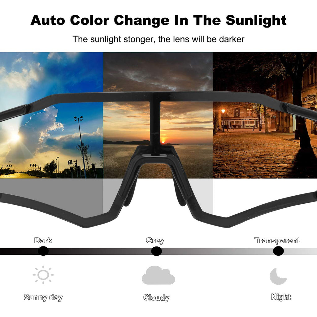 Rockbros Photochromic Sunglasses For Men Women Sports Cycling Glasses Uv Protection Windproof Bike Glasses For Running