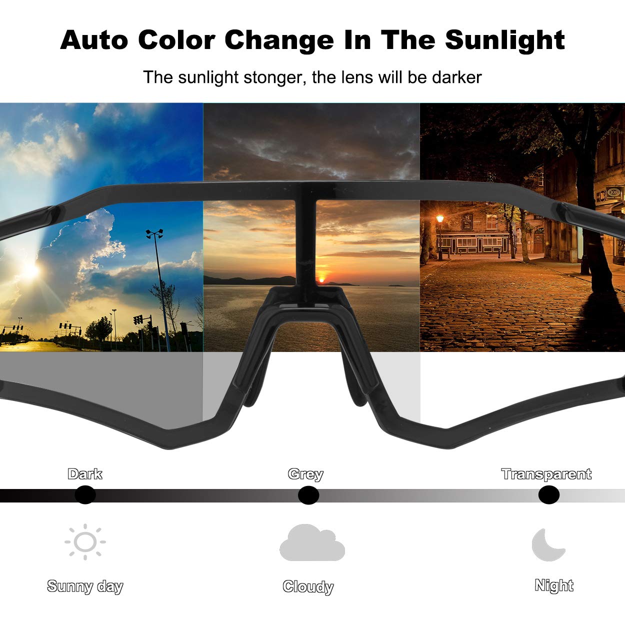 Rockbros Photochromic Sunglasses For Men Women Sports Cycling Glasses Uv Protection Windproof Bike Glasses For Running