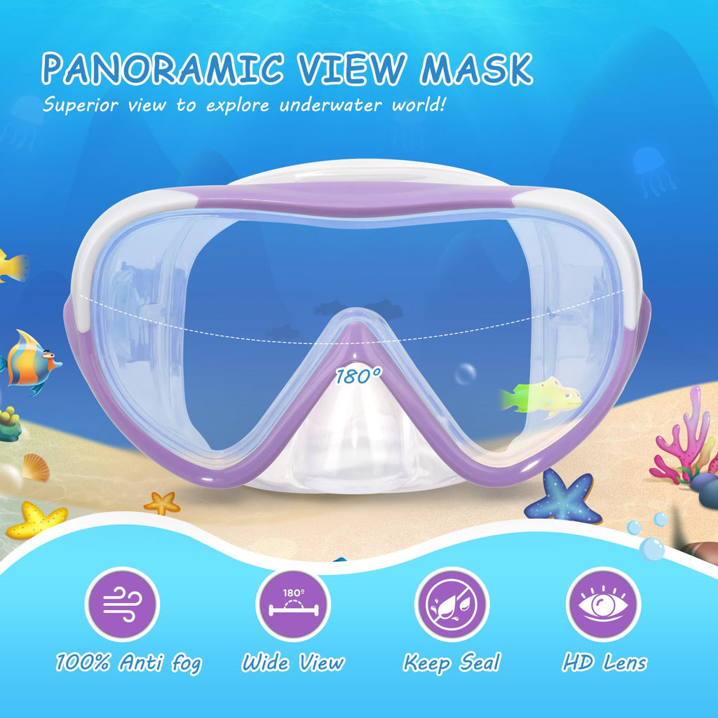 Kids Swim Mask - Ultimate 180 Kids Swim Goggles Anti-Fog Child Diving Mask Leak-Proof Kids Goggles With Nose Cover And Fabric St