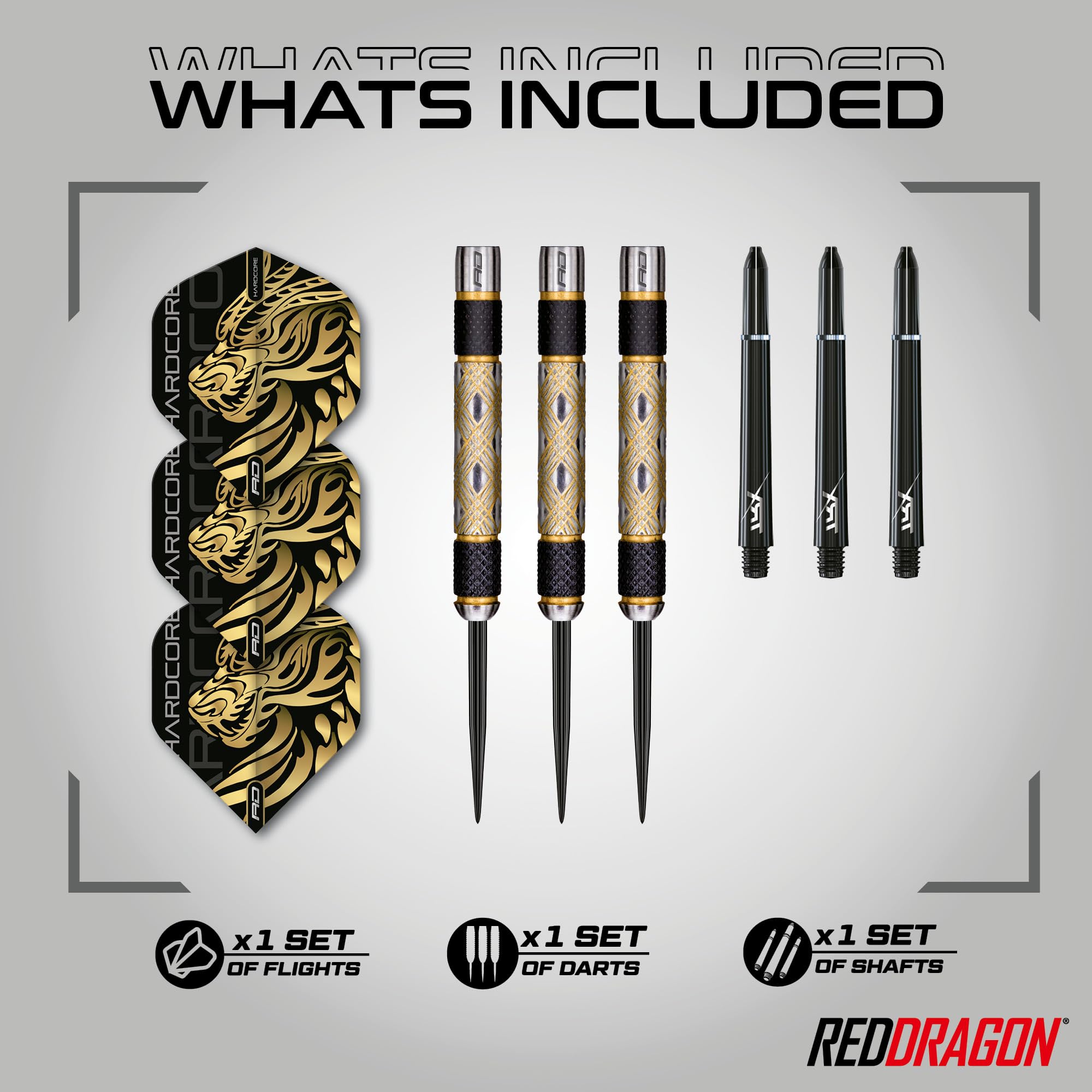 Red Dragon Golden Eye 1: 22G - Tungsten Darts Set With Flights And Stems