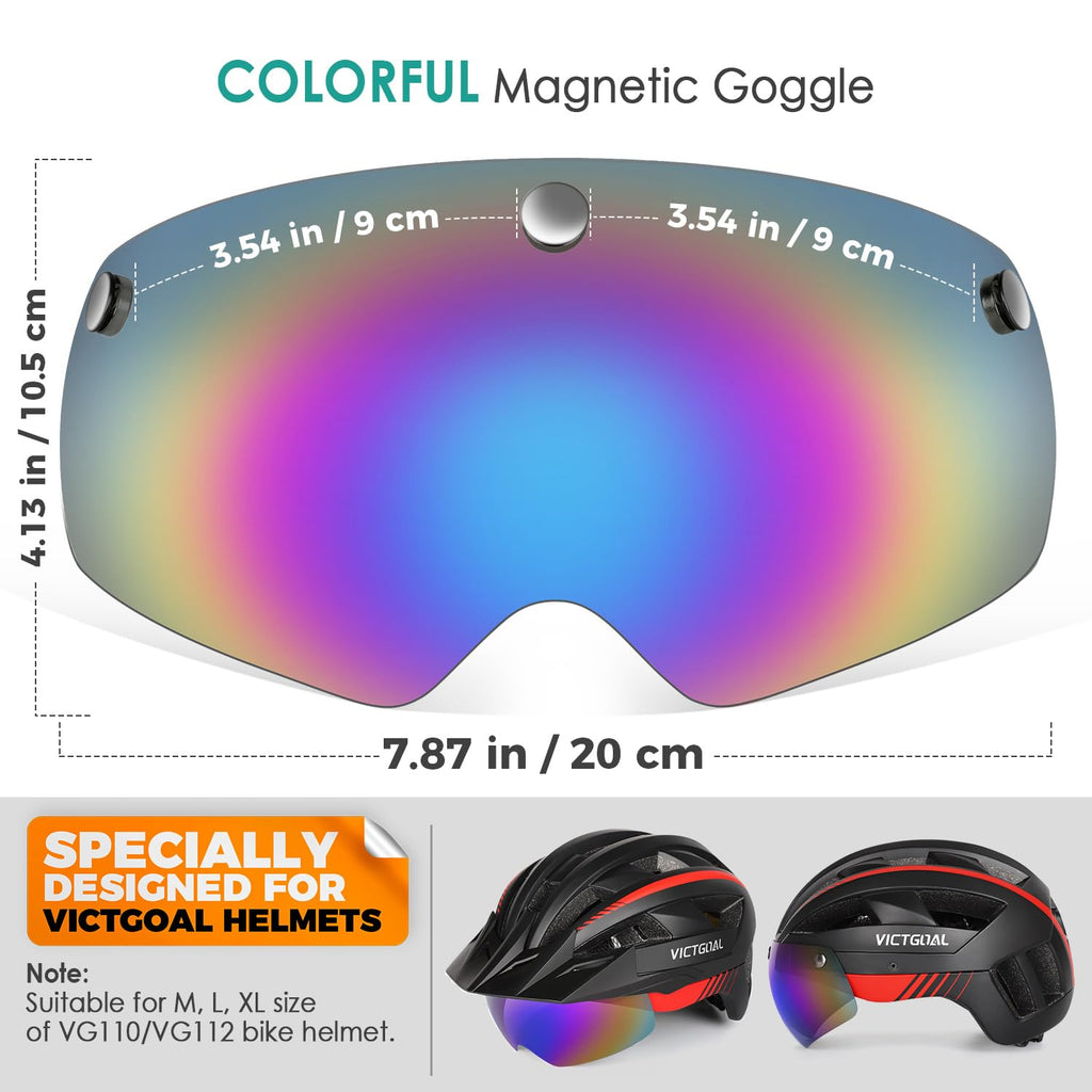 Victgoal Detachable Magnetic Bike Helmet Goggles Visor For Vg110 Bicycle Helmet (Colorful)