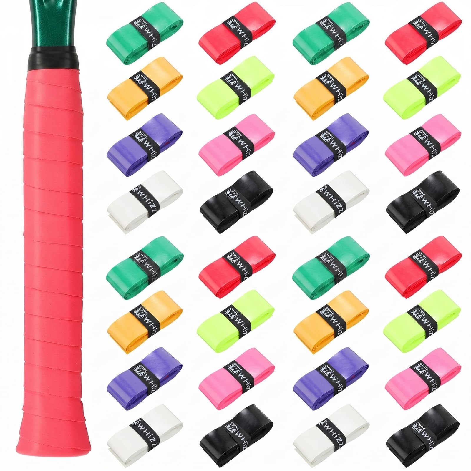 Jerify 24 Pieces Tennis Racket Grip Tape, Precut Tennis Overgrips Tape Badminton Racket Grips with Velvety Comfort for Anti Slip