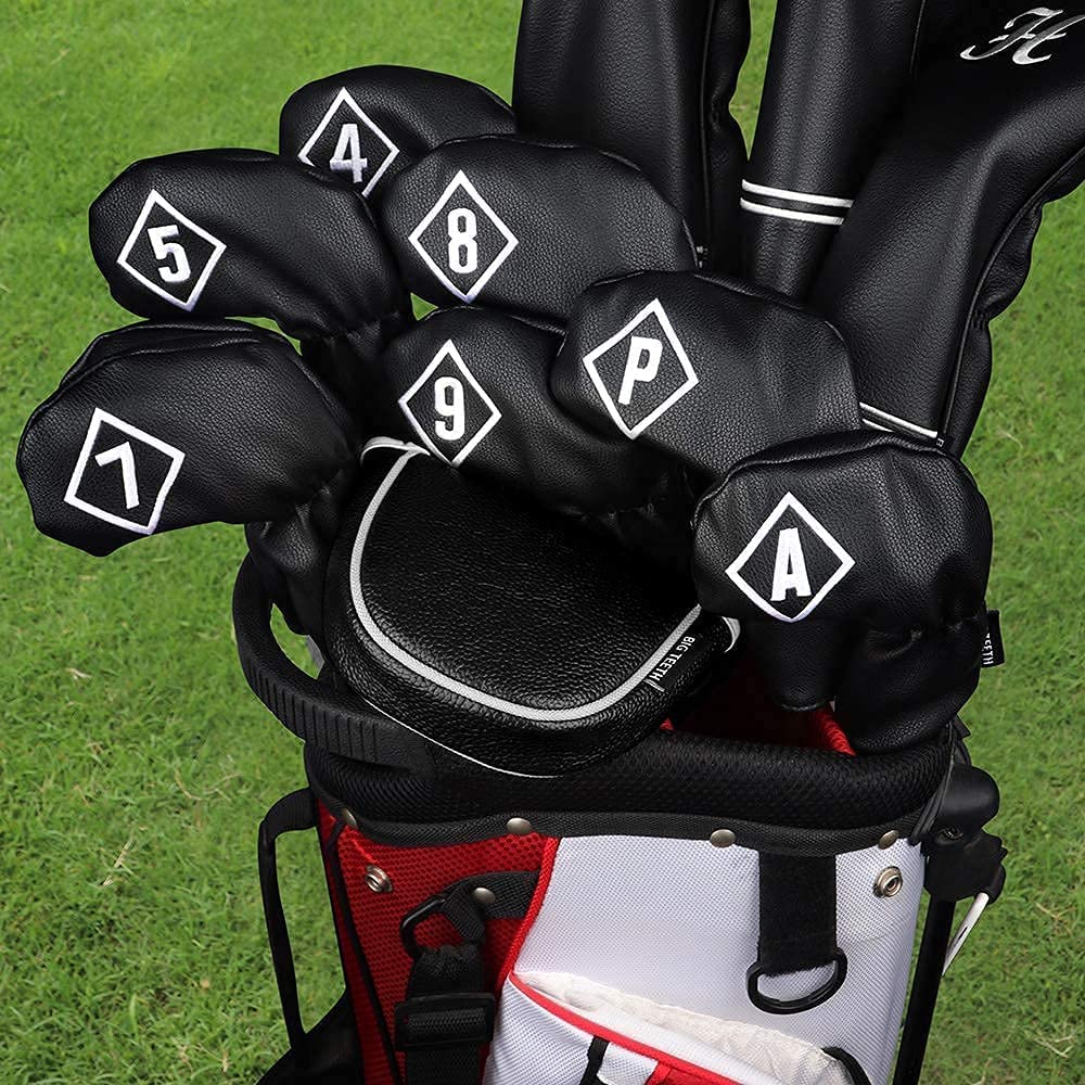 Big Teeth Golf Head Covers Mid Mallet Putter Cover Fit For Odessey Backstryke Center Shaft Putter (Black)