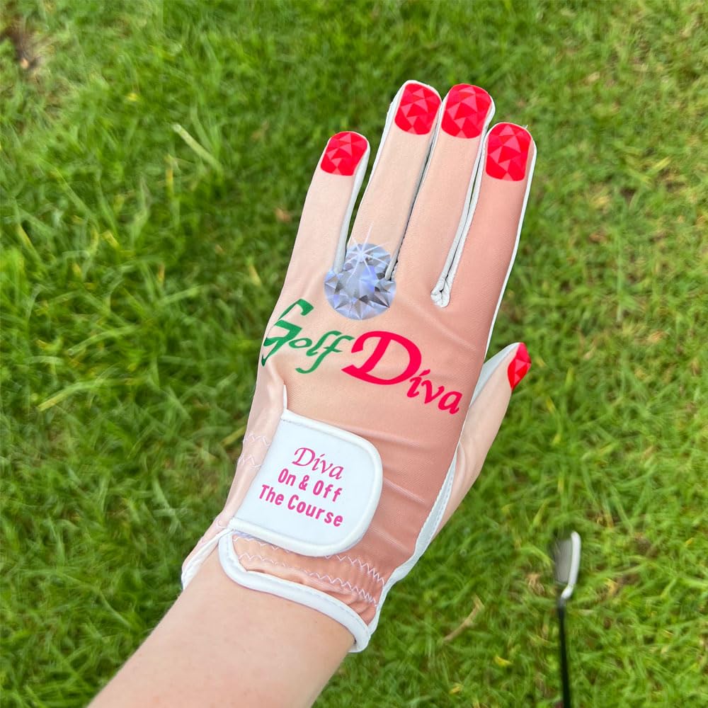 Giggle Golf Women 'S Golf Glove (X-Large, Worn On Right Hand, Golf Diva)