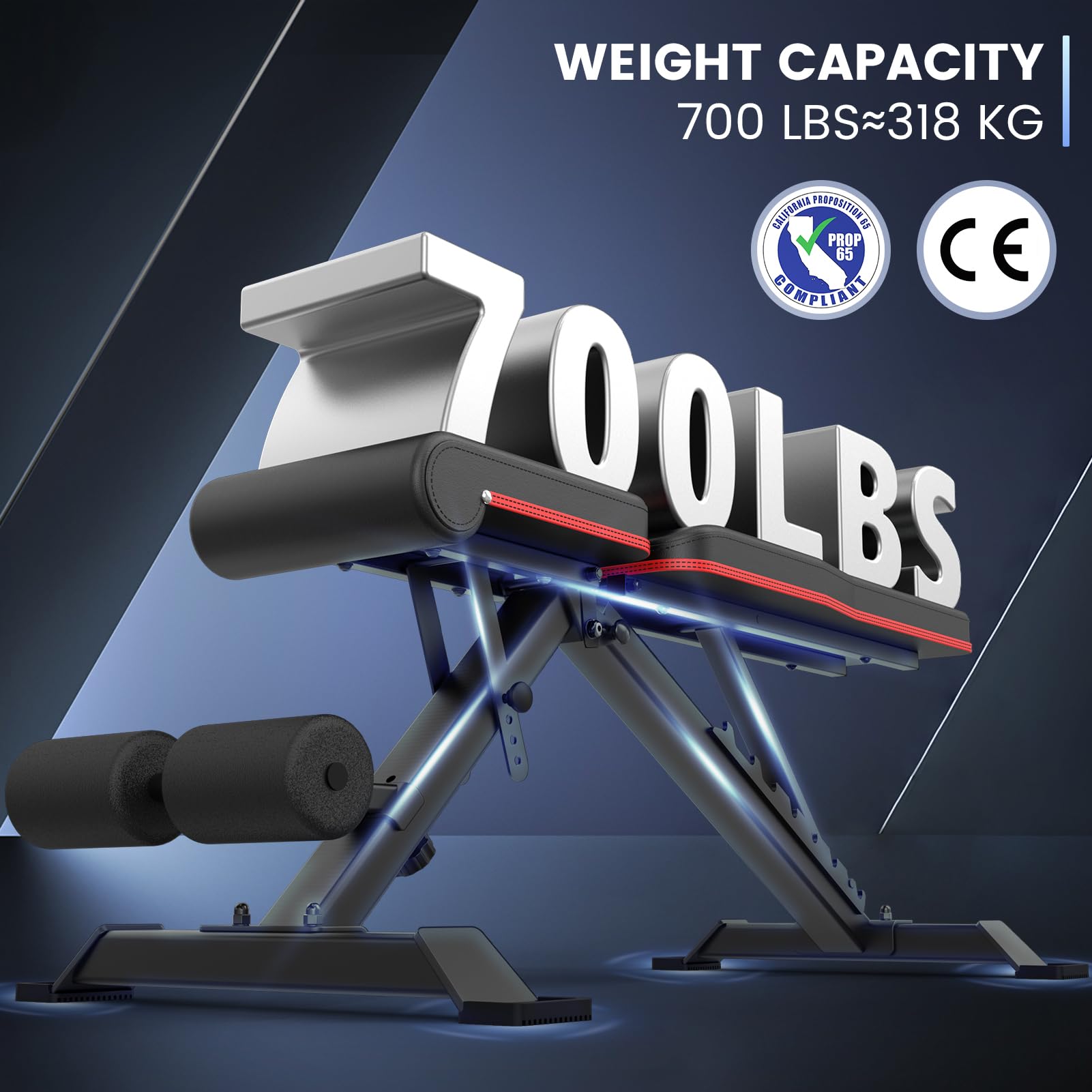 Pasyou Adjustable Weight Bench Press - 700Lbs / 318Kg Load Foldable Workout Bench, Full Body Strength Training Benches For Home