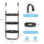 Hbtower Trampoline Ladder, 3-Step Trampoline Steps With Horizontal Wide Steps, Skid-Proof Steps Universal Hook, Uv Treated Steel