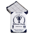 Sterling Gaming Silver Cup Pool Cue Chalk Cubes In White - 12 Pc Set