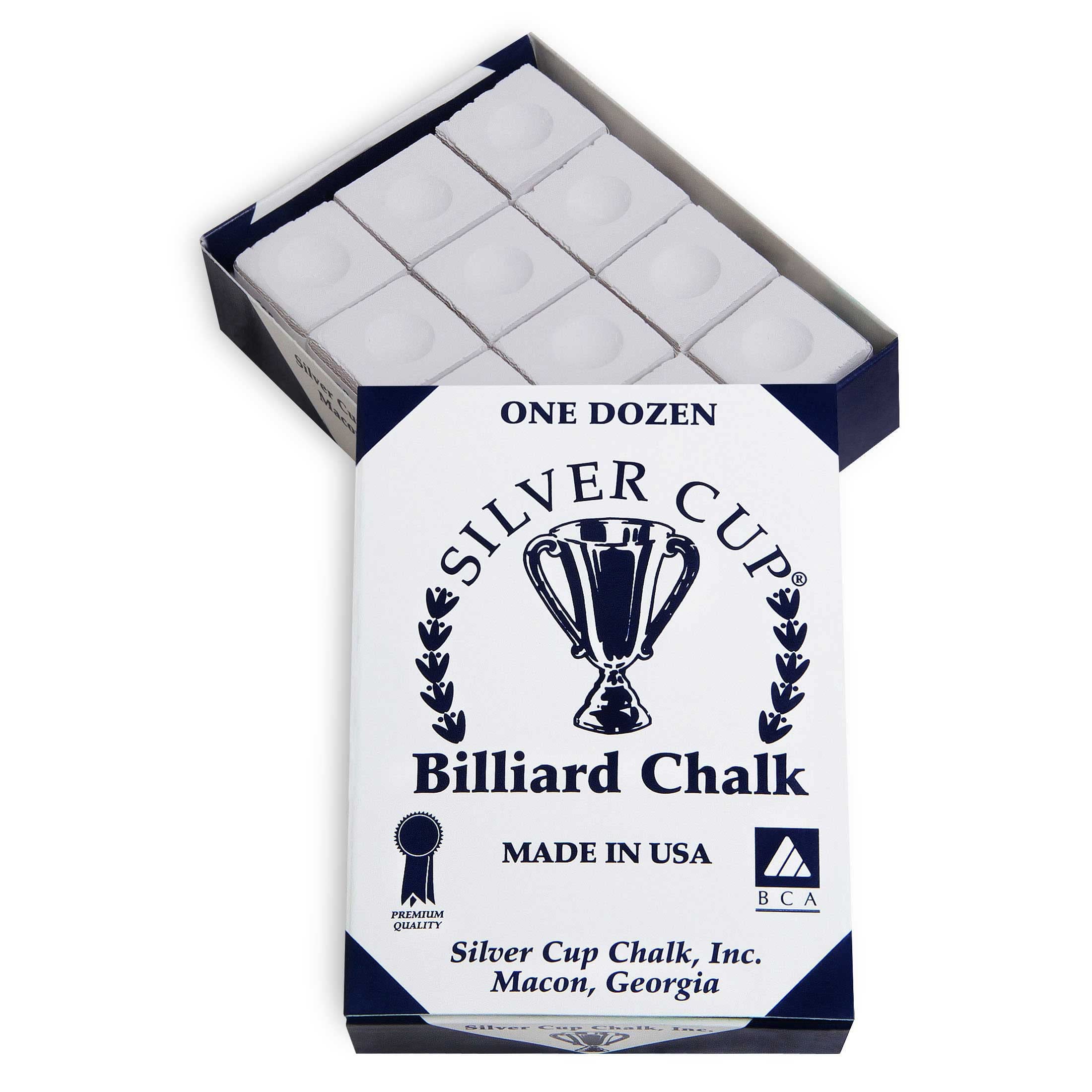 Sterling Gaming Silver Cup Pool Cue Chalk Cubes In White - 12 Pc Set
