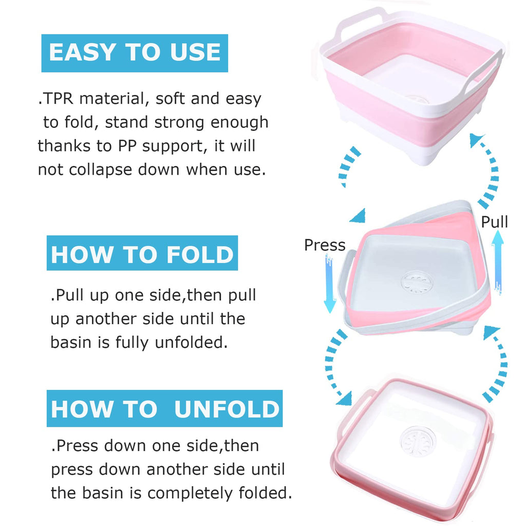 Montnorth Dishpan For Washing Dishes,9L Collapsible Dish Tub Portable Sink,Wash Dish Basin,Foldable Laundry Tub,Washing Basin Wi