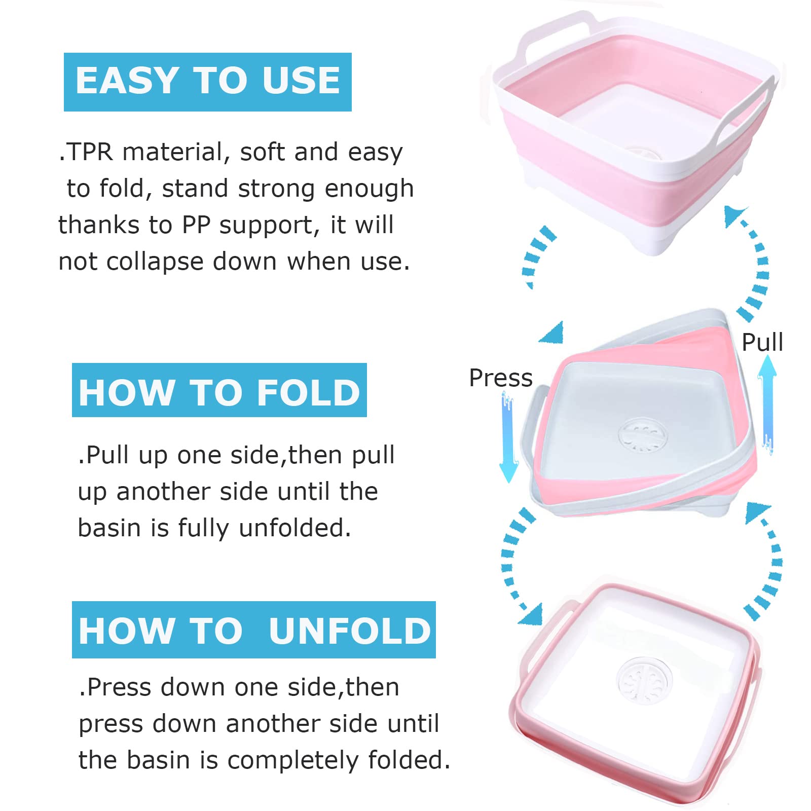 Montnorth Dishpan For Washing Dishes,9L Collapsible Dish Tub Portable Sink,Wash Dish Basin,Foldable Laundry Tub,Washing Basin Wi